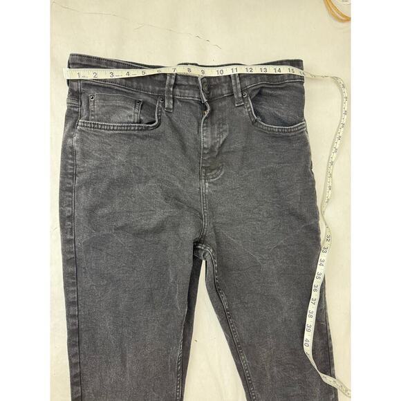 Tapered Jeans Black High Rise Ankle Length Crop Denim Pants - Size 34 * 26 - Picture 3 of 9